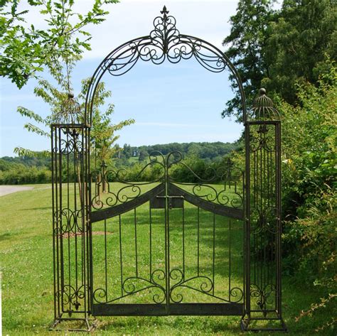 Buy the Rusty Green Vintage Metal Garden Arch with Gates from Garden ...