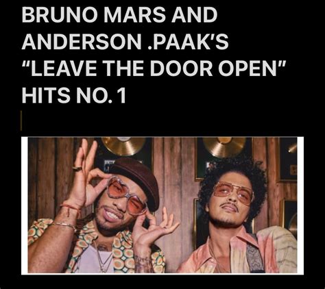 BRUNO MARS & ANDERSON .PAAK’S “LEAVE THE DOOR OPEN” HITS NO. 1