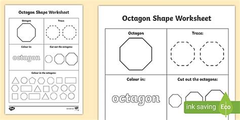 Octagon Shape Worksheet (Teacher-Made) - Twinkl