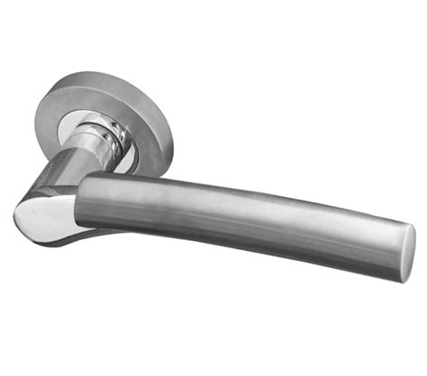 Frelan Hardware Arkus Door Handles On Round Rose Dual Finish Polished