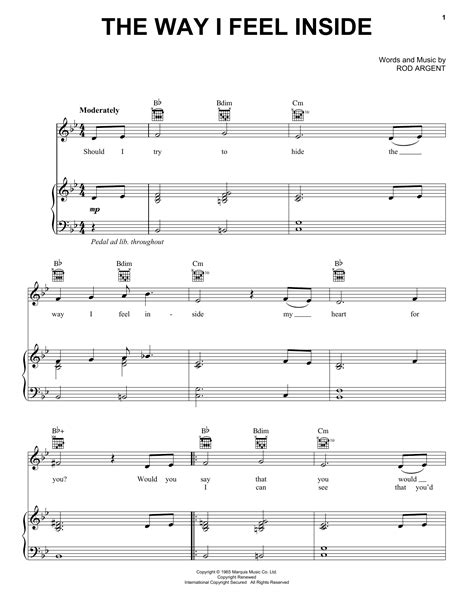 The Zombies The Way I Feel Inside Sheet Music And Printable PDF Music