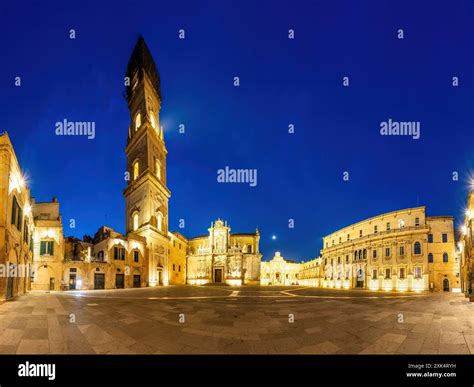The amazing Piazza del Duomo in Lecce, Italy, during blue hour with no ...