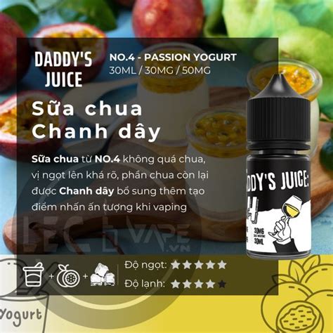 DADDY S JUICE Saltnic NO 4 PASSION YOGURT Sữa chua Chanh dây LEC