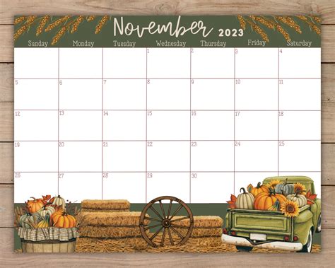 Editable November 2023 Calendar Printable 2023 November Planner 2023