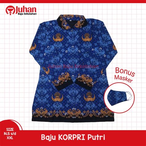 Jual Baju Korpri Wanita Full Furing Baju Korpri Kerah Hitam Kemeja