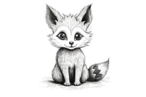 Premium AI Image | Cute Fox drawing on white background generative AI