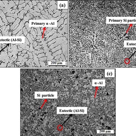 Optical Microstructure Of As Cast Al Si Alloy A Wt Si B Wt