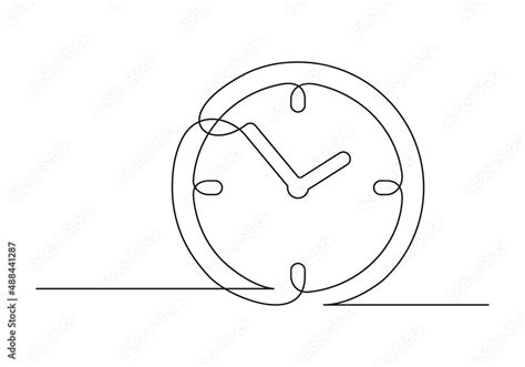 Continuous Drawing Of One Line Of An Clock Web Concept Clock Isolated