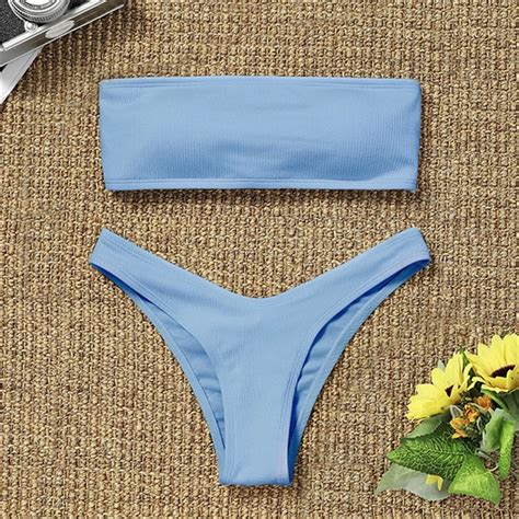 Fashion Bikini Swimwear Women 2024 Summer Sexy High Cut Swimsuit Bathing Suits Solid Color