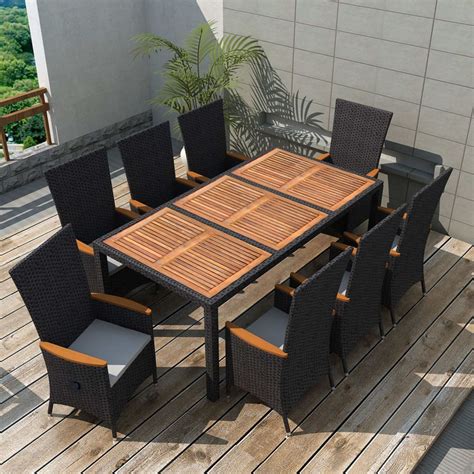 Tlg Garten Essgruppe Poly Rattan Akazienholz Schwarz Weddig