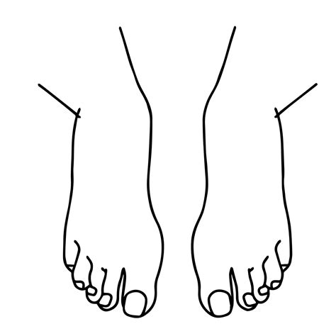 Vector Cartoon outline, Top view of Human man Left and right foot standing. Hand drawn linear ...