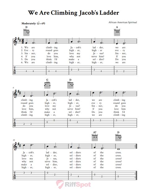 We Are Climbing Jacob S Ladder Easy Guitar Sheet Music And Tab With