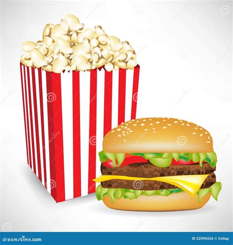 French Fries Portion and Burger Stock Vector - Illustration of icon