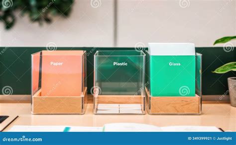 4 Types Of Sorting Trash Bins With Labels In Thai Stock Photo ... 