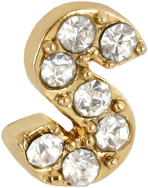 Betsey Johnson Antique Gold Tone Crystal S Letter Single Stud Earring