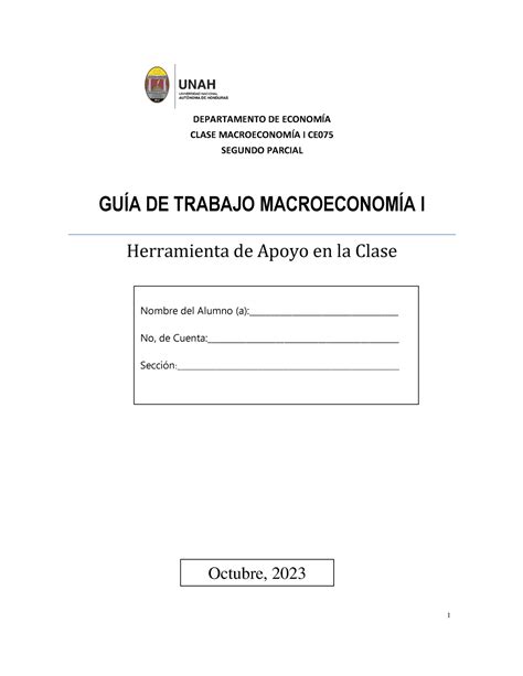 Guia De Trabajo Macroeconom A I Ii Parcial Departamento De