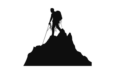 Un Silueta De Alpinista Alpinismo Negro Vector Vector En Vecteezy