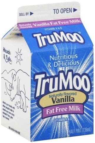 Trumoo Fat Free Vanilla Milk 0 5 Pt Nutrition Information Innit