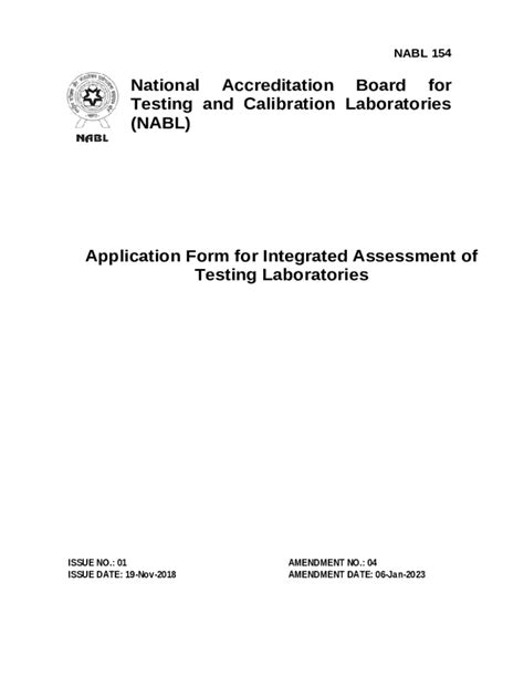 Application For Integrated Assessment Of Testing NABL Doc