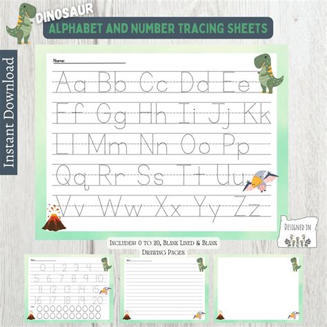 Alphabet and Number Tracing Worksheet Printable Kindergarten ABC Letter ...