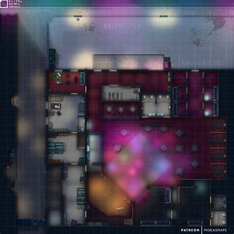 Cyberpunk Nightclub 30x30 Miskas Sci Fi Maps Tabletop Rpg Maps