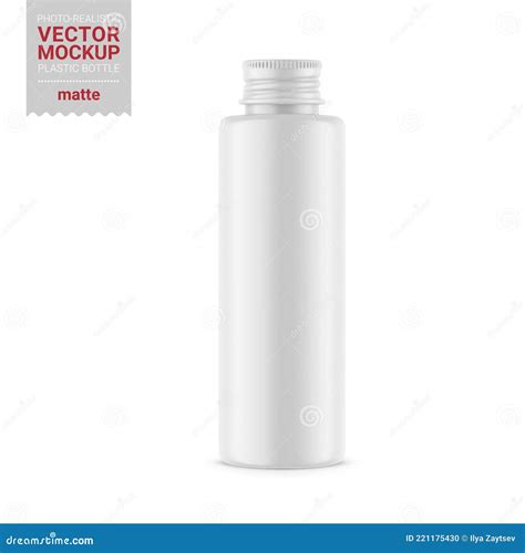 White Matte Plastic Bottle Mockup Vector Illustration Stock Vector