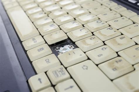 Closeup Of Dirty Laptop Keyboard Stock Image Image Of Broken Aged