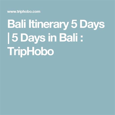 Bali Itinerary 5 Days | 5 Days in Bali : TripHobo | Bali, Bali ...