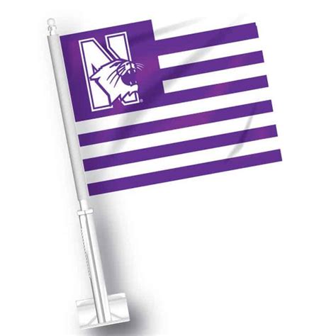 Northwestern Wildcats Purple Car Flag with American Flag Style Purple ...