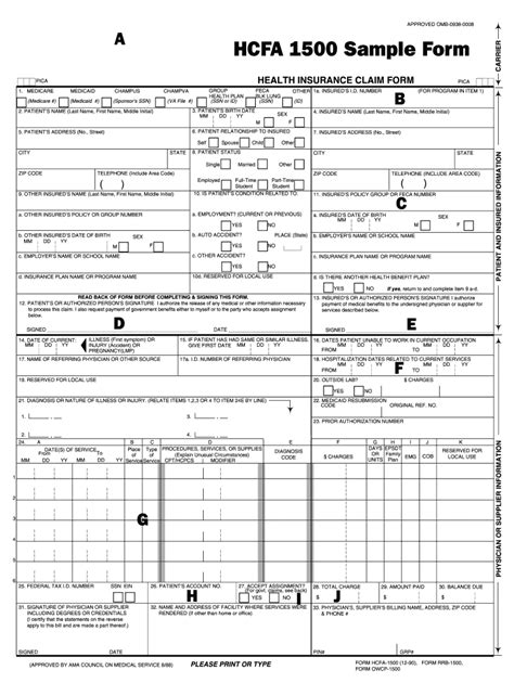 Health Insurance Claim Form 1500 Fillable