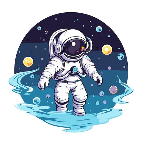 Premium Vector Astronaut In Outer Space Vector Illustration On White