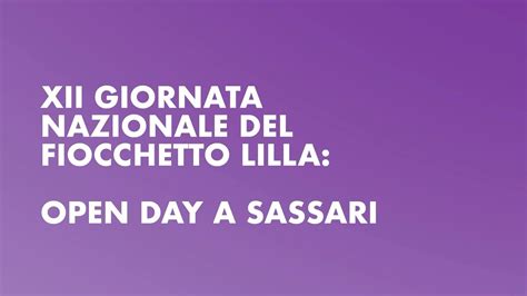 XII Giornata Nazionale Del Fiocchetto Lilla Open Day A Sassari YouTube