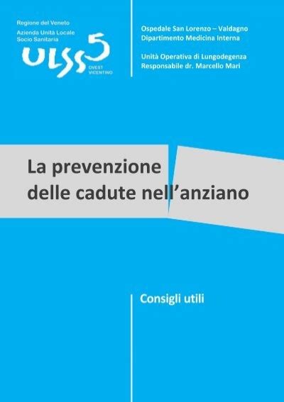 Opuscolo La Prevenzione Delle Cadute Nell Anziano ULSS5