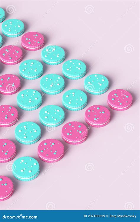 Pop Art Colored Sweet Cookies On A Pink Background Stock Illustration Illustration Of