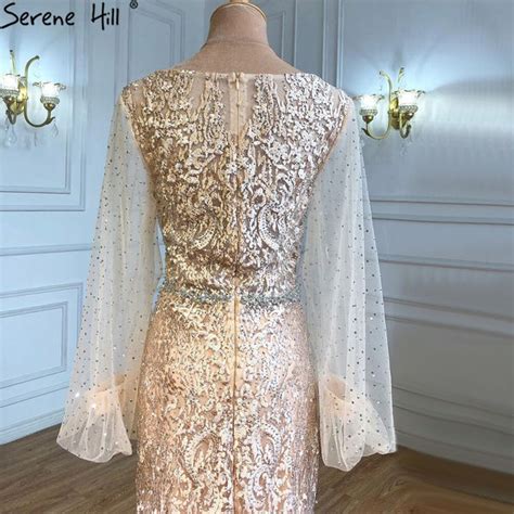 Serene Hill Muslim Champagne Luxury Evening Dresses Gowns 2023 Mermaid