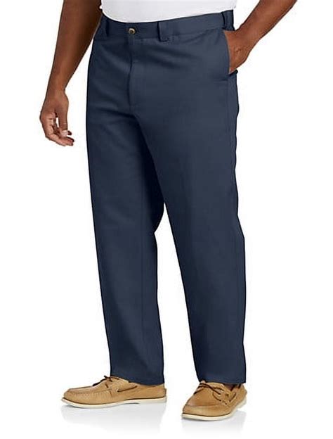 Big Tall Essentials By Dxl Men S Big And Tall Flat Front Twill Pants Navy 56 X 30