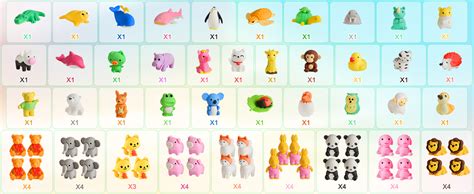 66pcs Animal Erasers For Kids Cute Desk Pets For Classroom