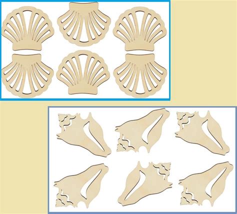 Unfinished Conch And Scallop Seashell Wood Cutouts All Wood Cutouts