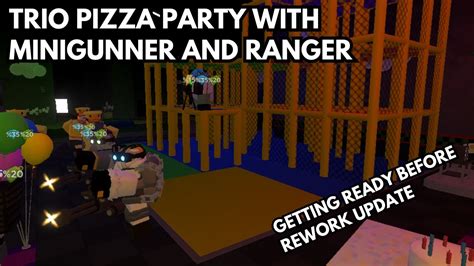 Trio Pizza Party Triumph With Minigunner And Ranger Roblox Tds Youtube