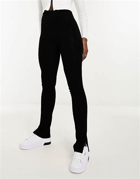 Asos Design Legging With Side Split In Black Asos