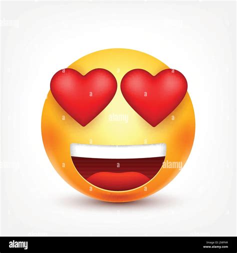 Smiley Emoticons Mit Herzen Gelbes Gesicht Mit Emotionen