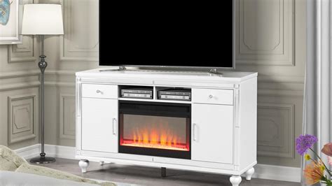 Sterling White Electric Fireplace w/TV Console by Galaxy Furniture