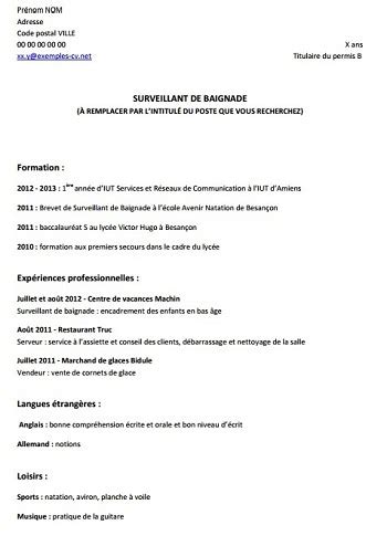 Modele De Cv Pour Personne N Ayant Jamais Travaille