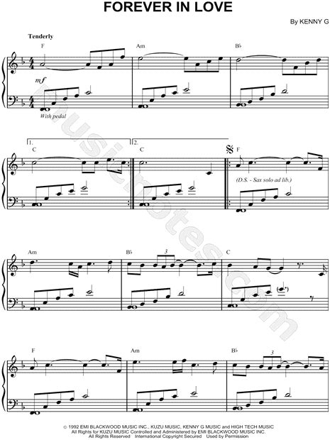 Kenny G "Forever in Love" Sheet Music (Piano Solo) in F Major ...