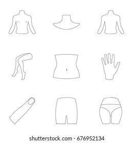 Part Body Set Icons Outline Style Stock Illustration