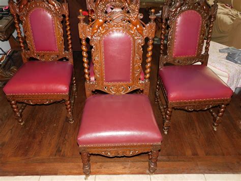 Sold Price Set Of 4 Oak Heavily Carved Dining Room Chairs November