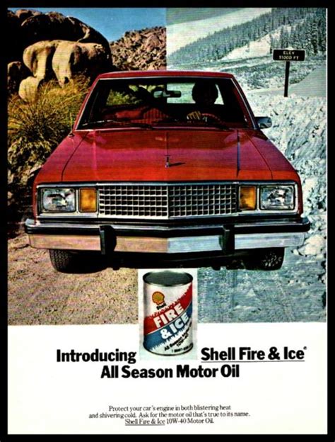 1979 Shell Fire And Ice Automotive Motor Oil Vintage Print Ad Garage Shop