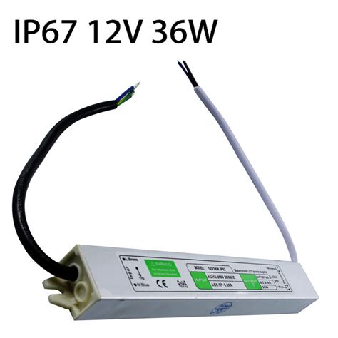 DC12V 36W Waterproof IP67 LED Driver Voltage Transformer Adapter