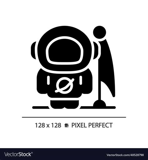 Man On Moon Pixel Perfect Black Glyph Icon Vector Image