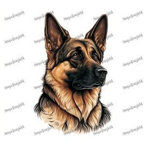 German Shepherd Portraits Set German Shepherd Clipart Germanshepherd